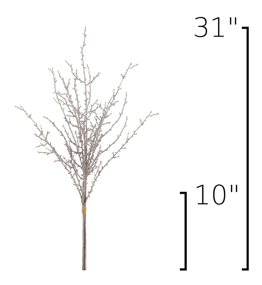 31" Faux Ice Glittered Twig Bundle (3 Stems)
