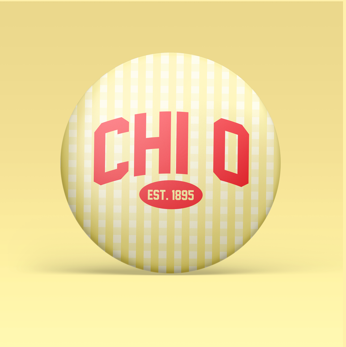 Chi Omega Gingham Button