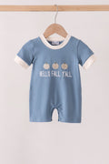 Blue Hallo Fall Y'ALL Pumpkin Romper