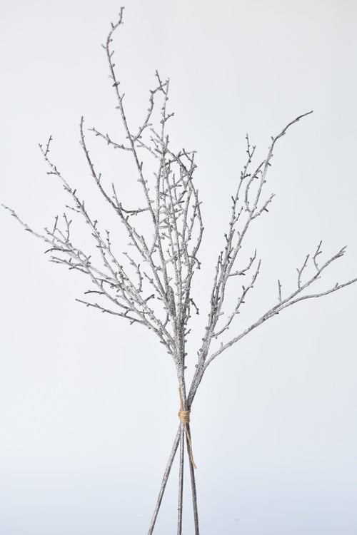 31" Faux Ice Glittered Twig Bundle (3 Stems)