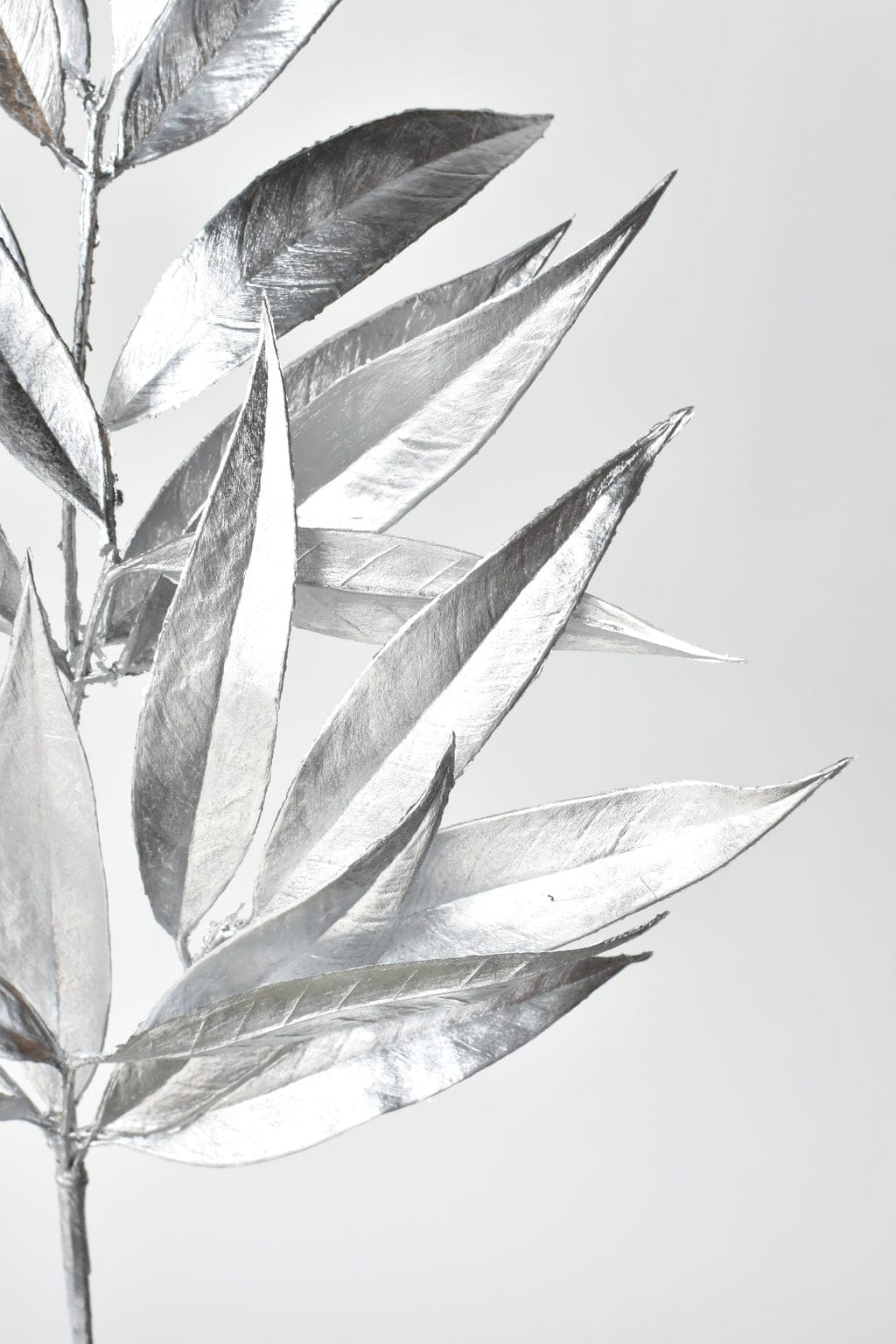 22.5" Faux Silver Metallic Bay Leaf Stem