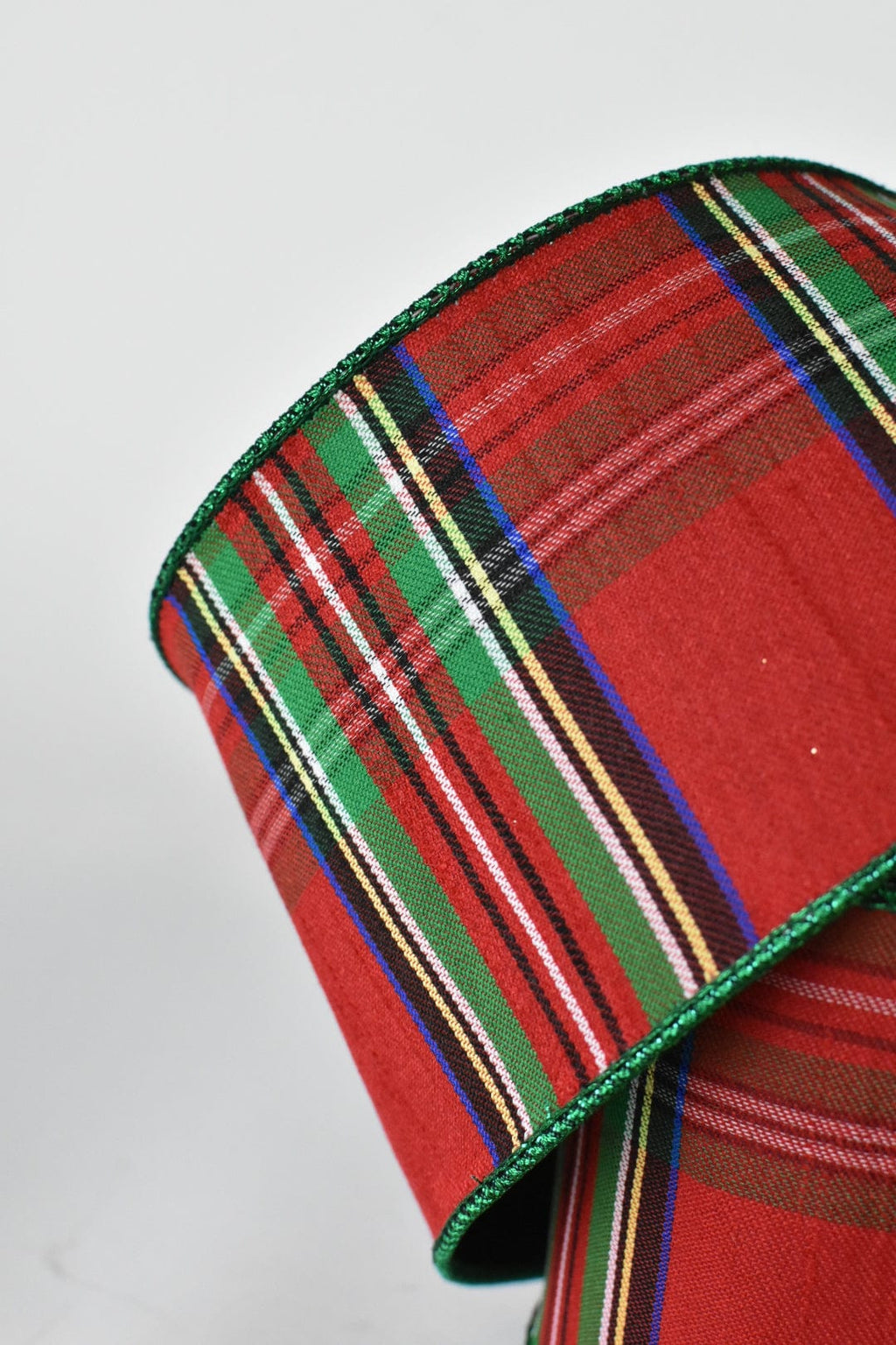 4" Red Green Tartain with Green Lame Back