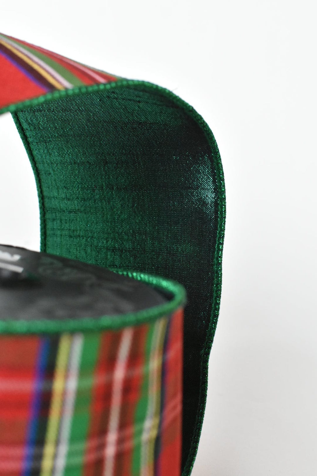 4" Red Green Tartain with Green Lame Back
