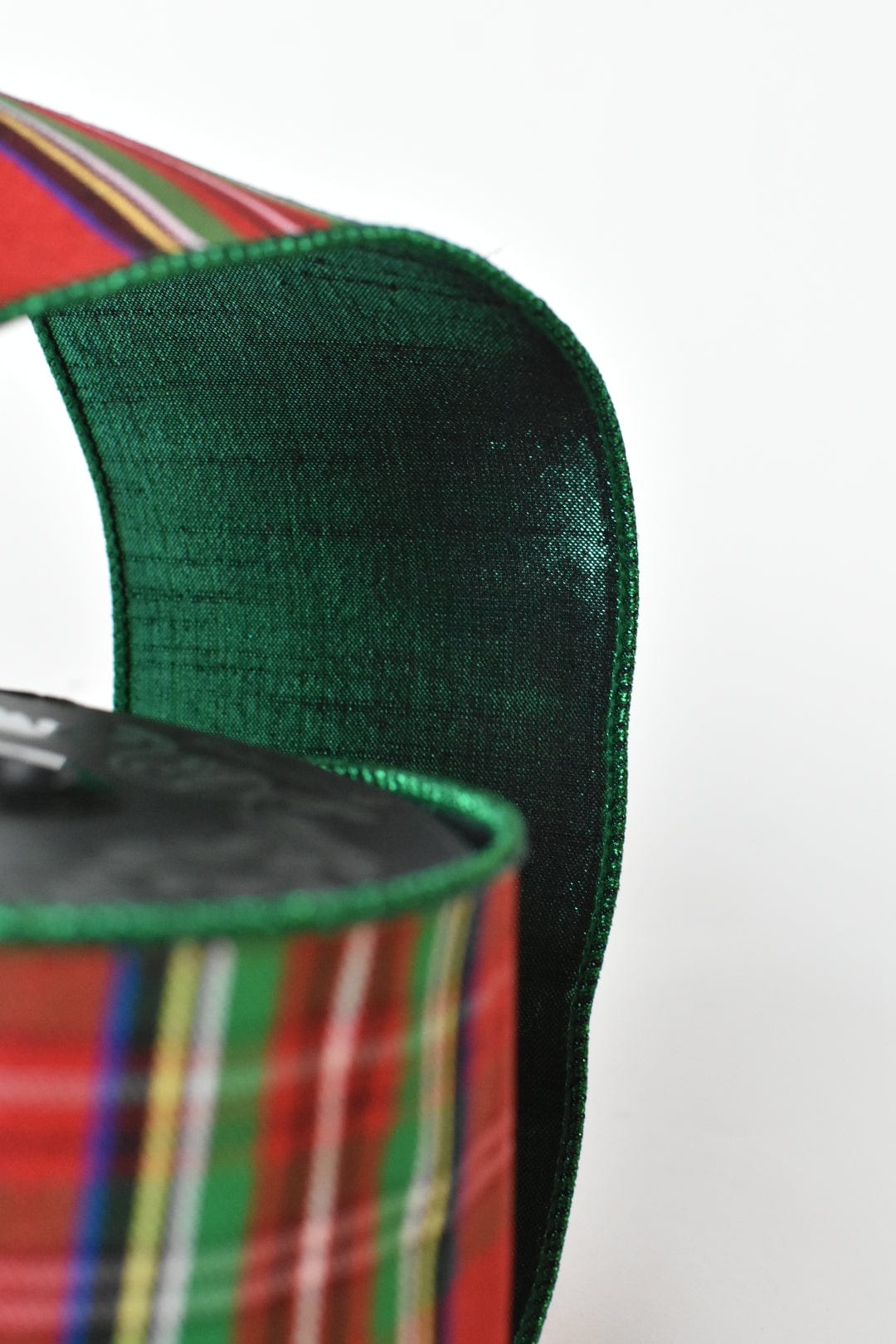 4" Red Green Tartain with Green Lame Back