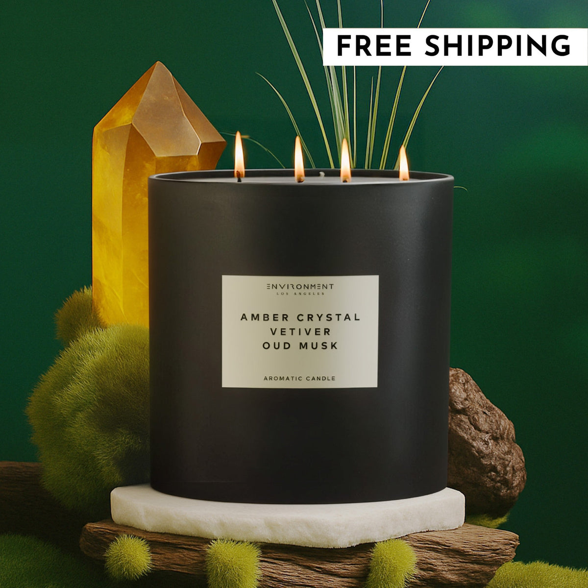 55oz Amber Crystal | Vetiver | Oud Musk Candle (Inspired by Baccarat Rouge 540®)