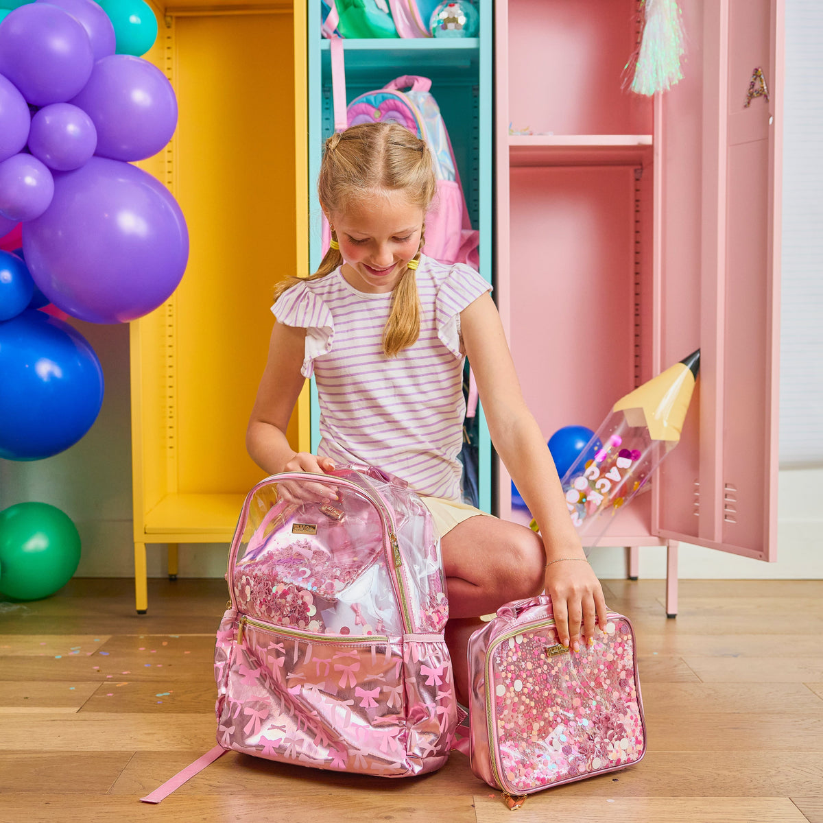 Pink Bow Confetti Everything Pouch