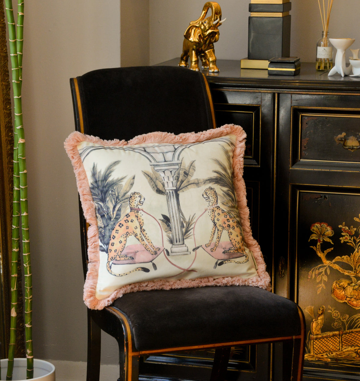 Regal Felines Cushion - Blush