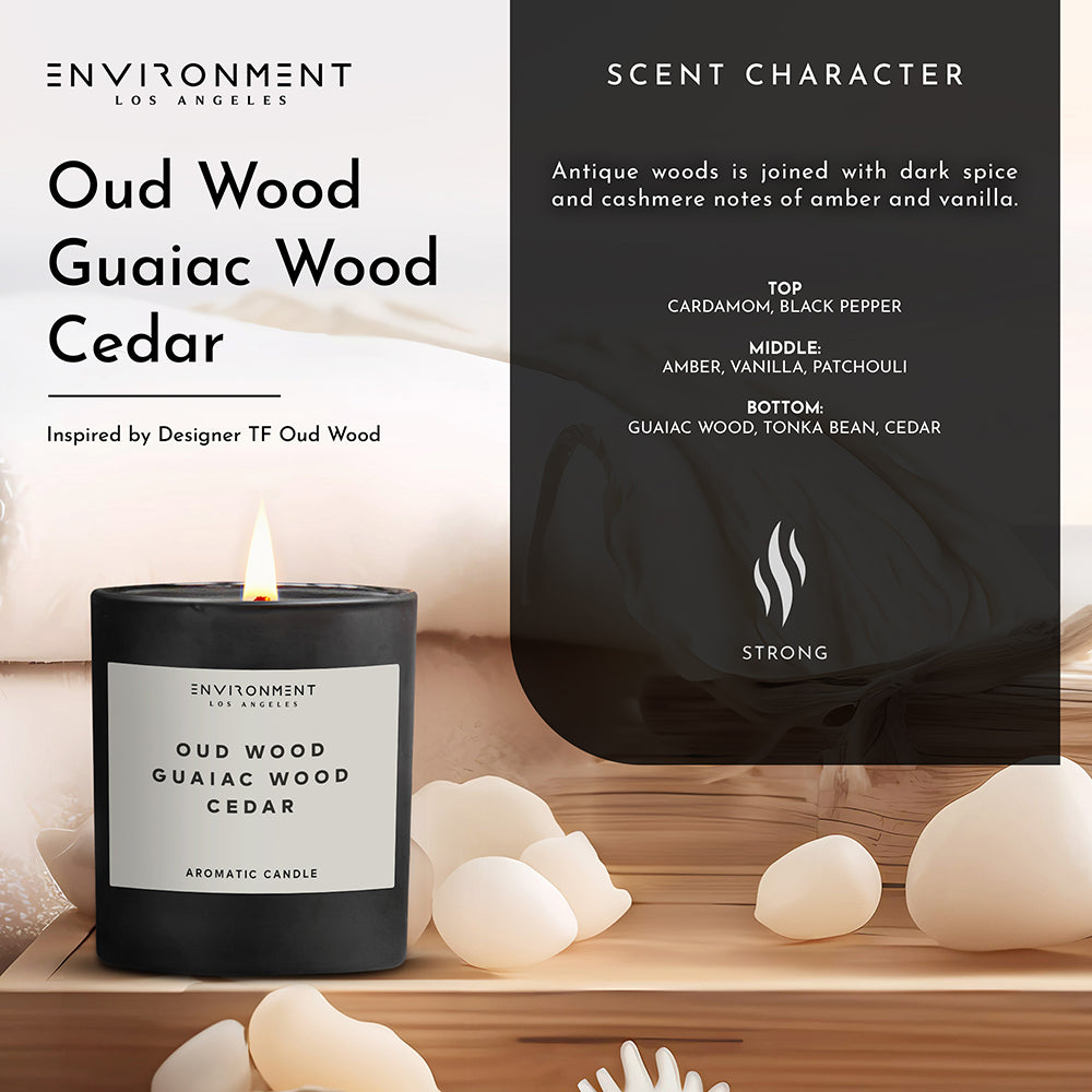 8oz Oud Wood | Guaiac Wood | Cedar Candle with Lid and Box (Inspired by Tom Ford Oud Wood®)