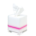 White Acrylic Tissue Box With Pink Piping