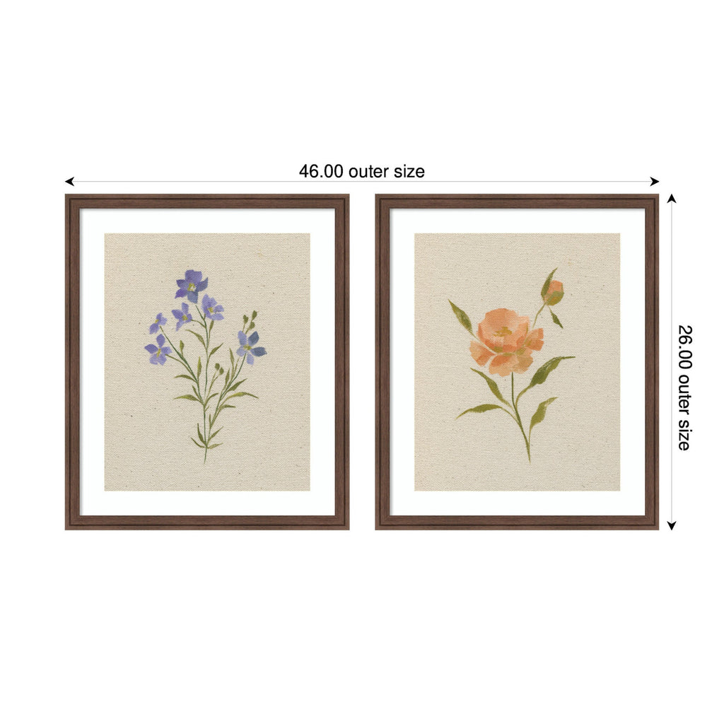 AQ Simple Blooms 2 Piece Framed Wall Art Print Set by Annie Quigley