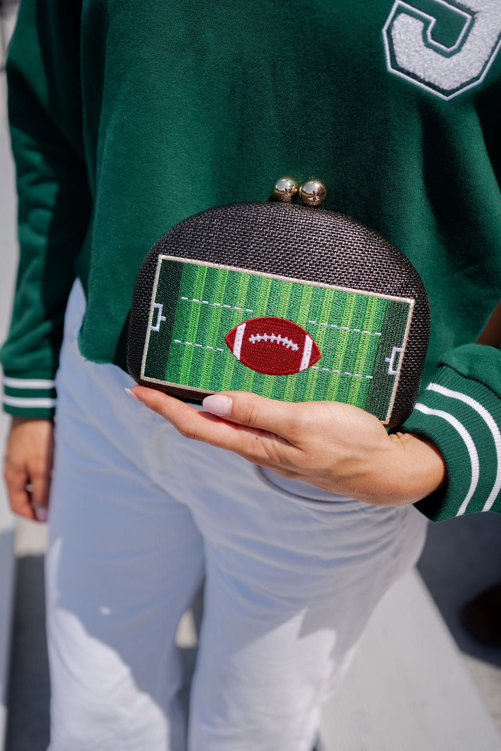 Football- Embroidered Clutch