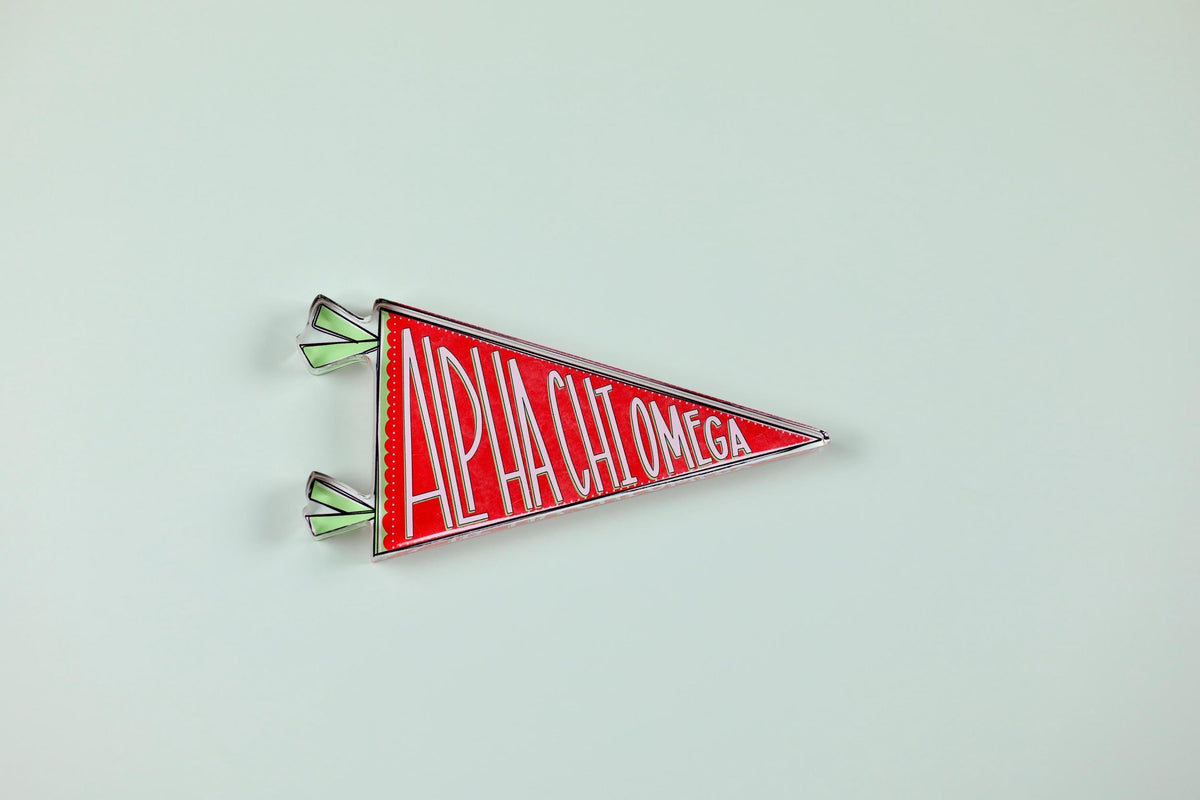 Alpha Chi Omega Acrylic Pennant Flag Shelfie