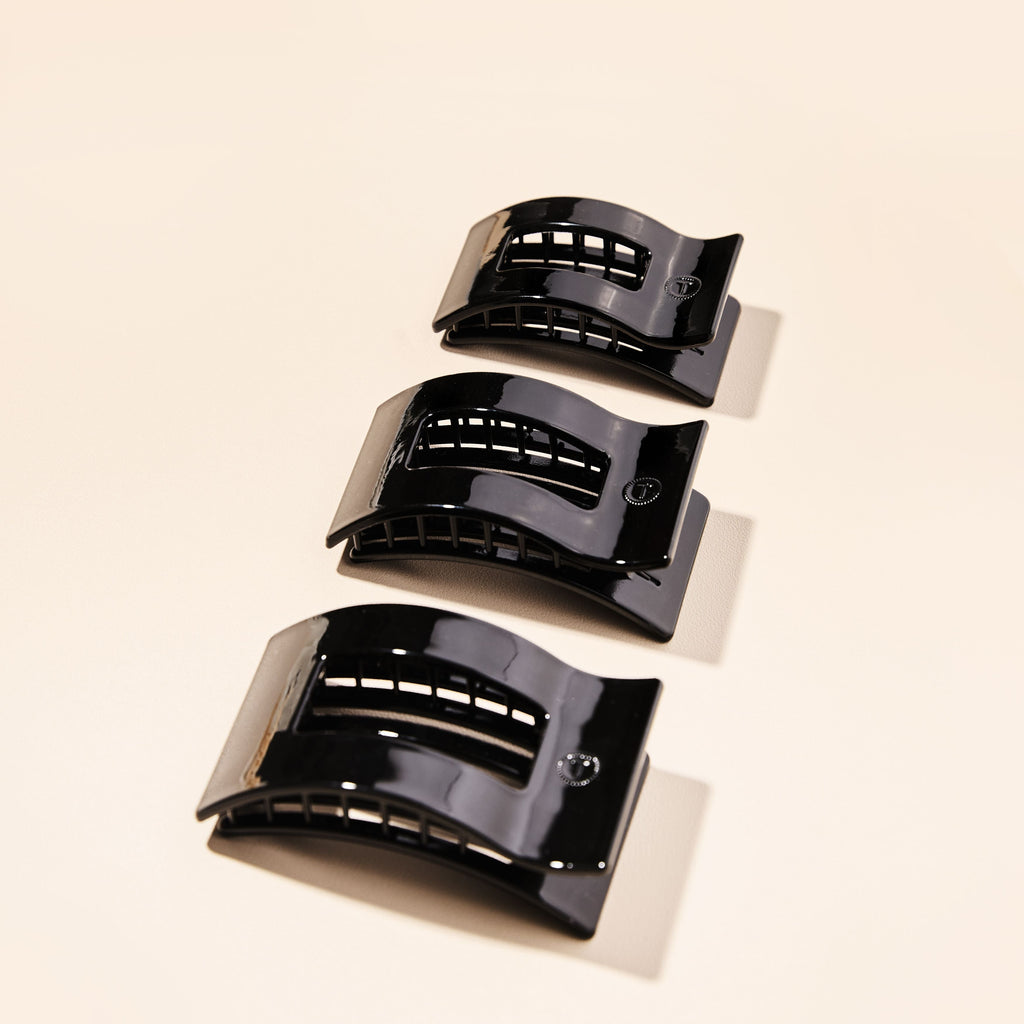 Jet Black Medium Flat Rectangle Hair Clip