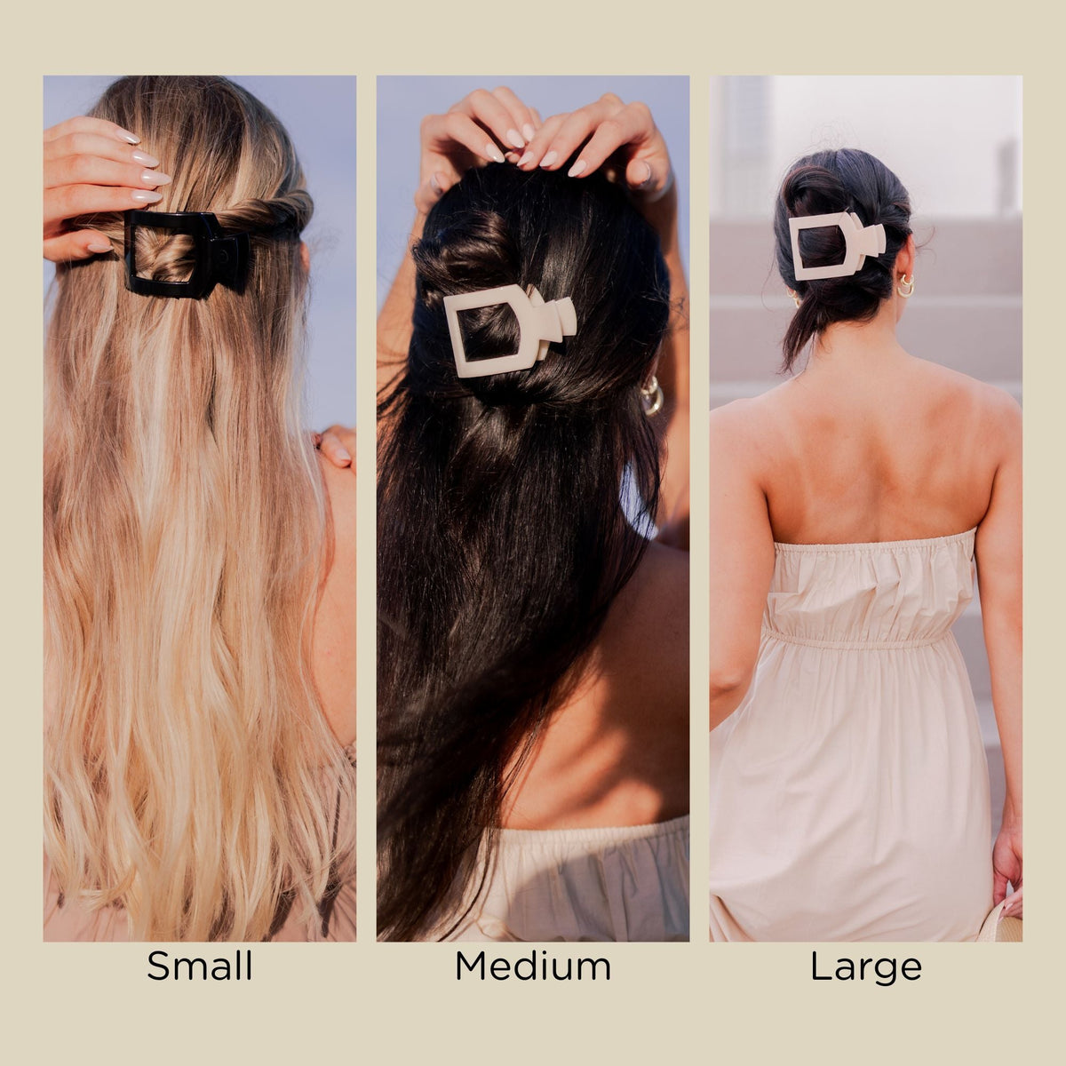 Jet Black Small Flat Square Hair Clip