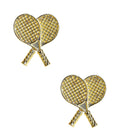 Double Tennis Racket Stud - Gold