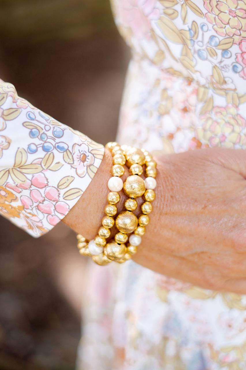 Georgia - Gold  & Freshwater Pearl Beaded Bracelet