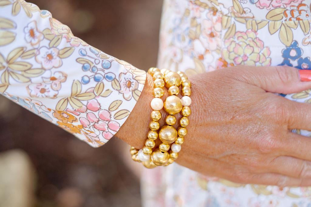 Georgia - Gold  & Freshwater Pearl Beaded Bracelet