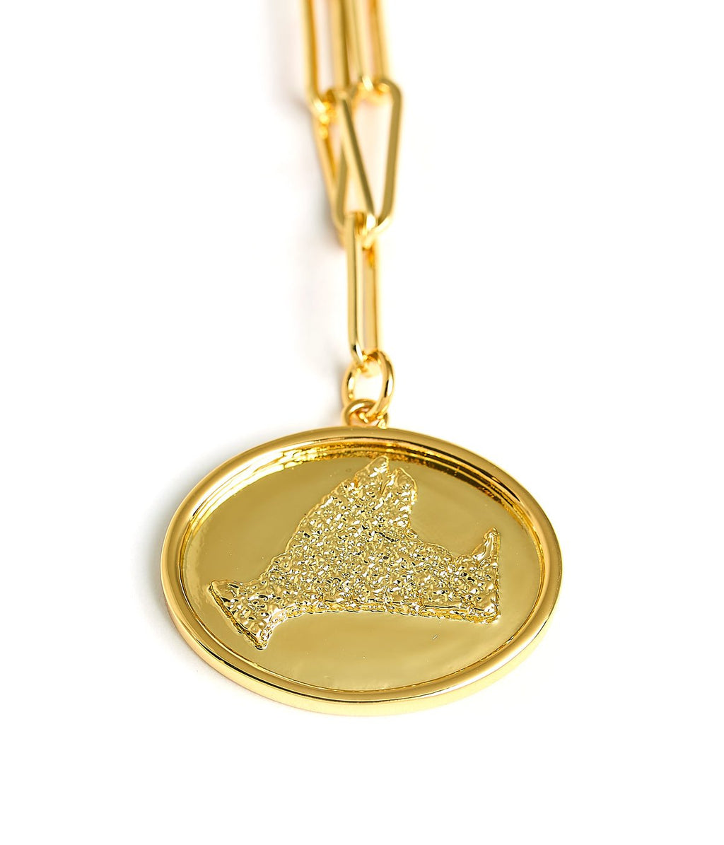 Map - Beach Tag Charm Necklace – 18k Gold Plated