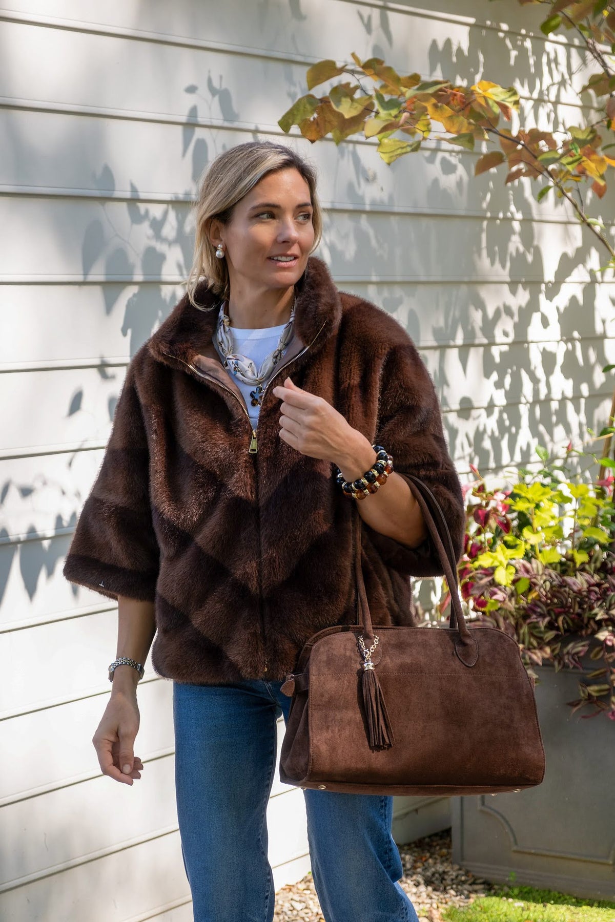 Megan -  Faux Suede Medicine Bag