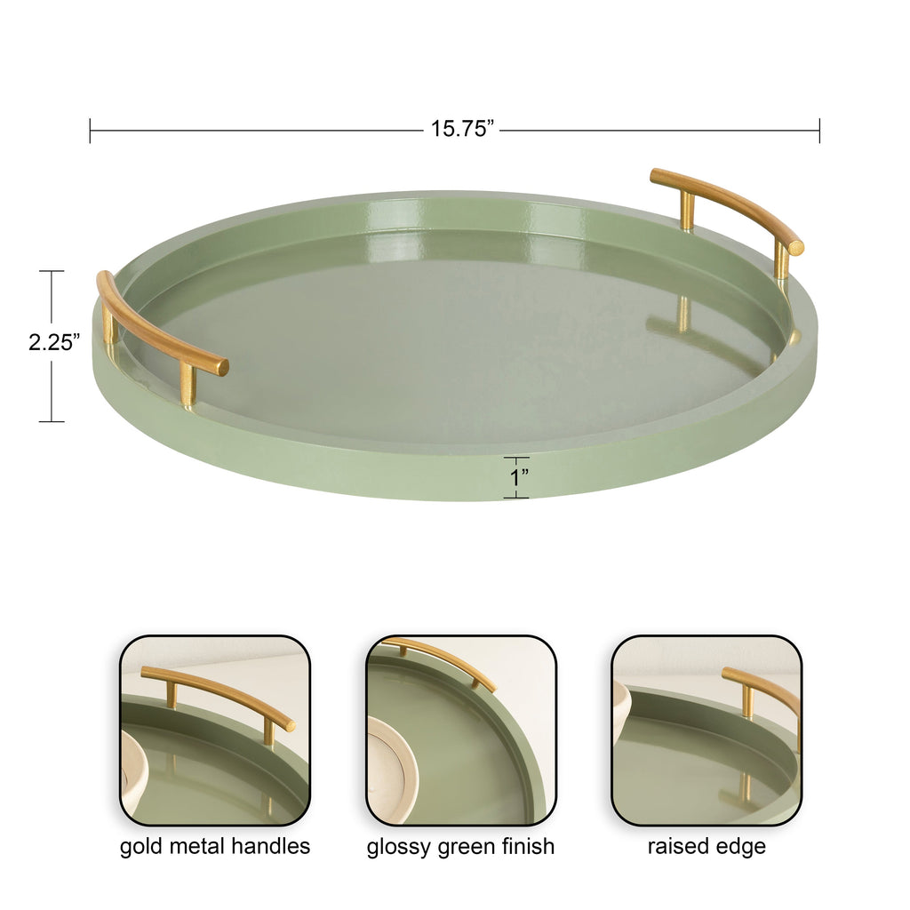 Halsey Wood Round Decorative Tray